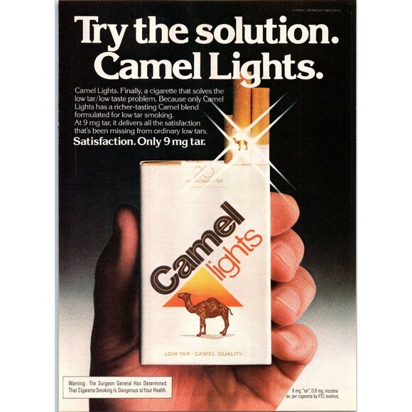 1979 Camel Lights Cigarettes Vintage Print Ad Paper Pack Pyramid 70s Wall Art - Picture 1 of 2